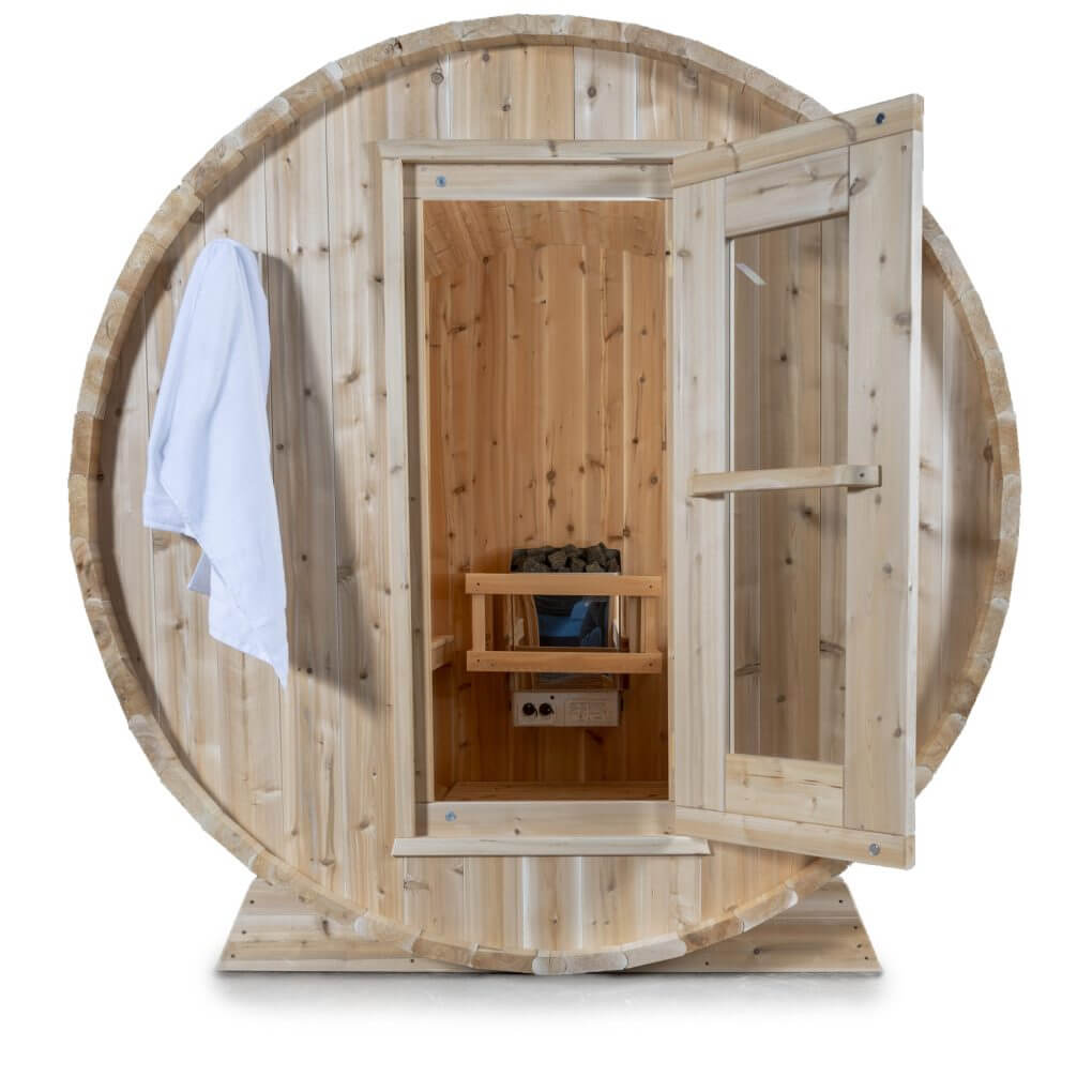 Dundalk Leisurecraft Canadian Timber 4 Person Harmony Outdoor Traditional Barrel Sauna | CTC22W