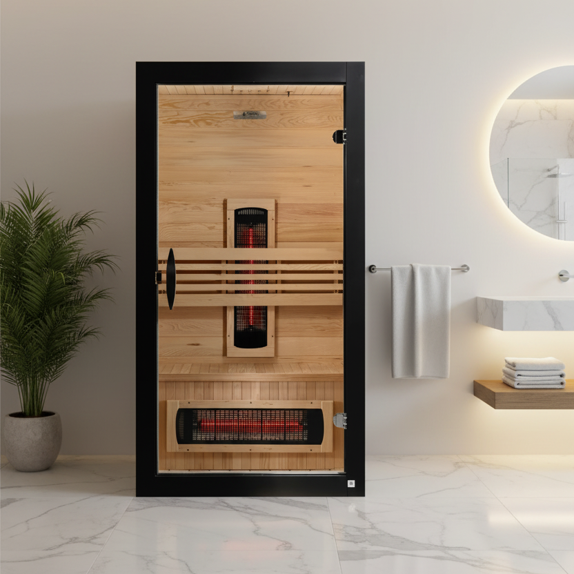 Dynamic Santorini 1-2-person Full Spectrum Near Zero EMF Indoor Infrared Sauna + Red Light Therapy | DYN-6009-03 FS