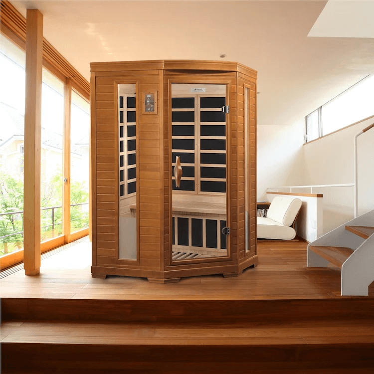 Dynamic Heming Elite 2-person Corner Ultra Low EMF FAR Indoor Infrared Sauna + Red Light Therapy | DYN-6225-02 Elite