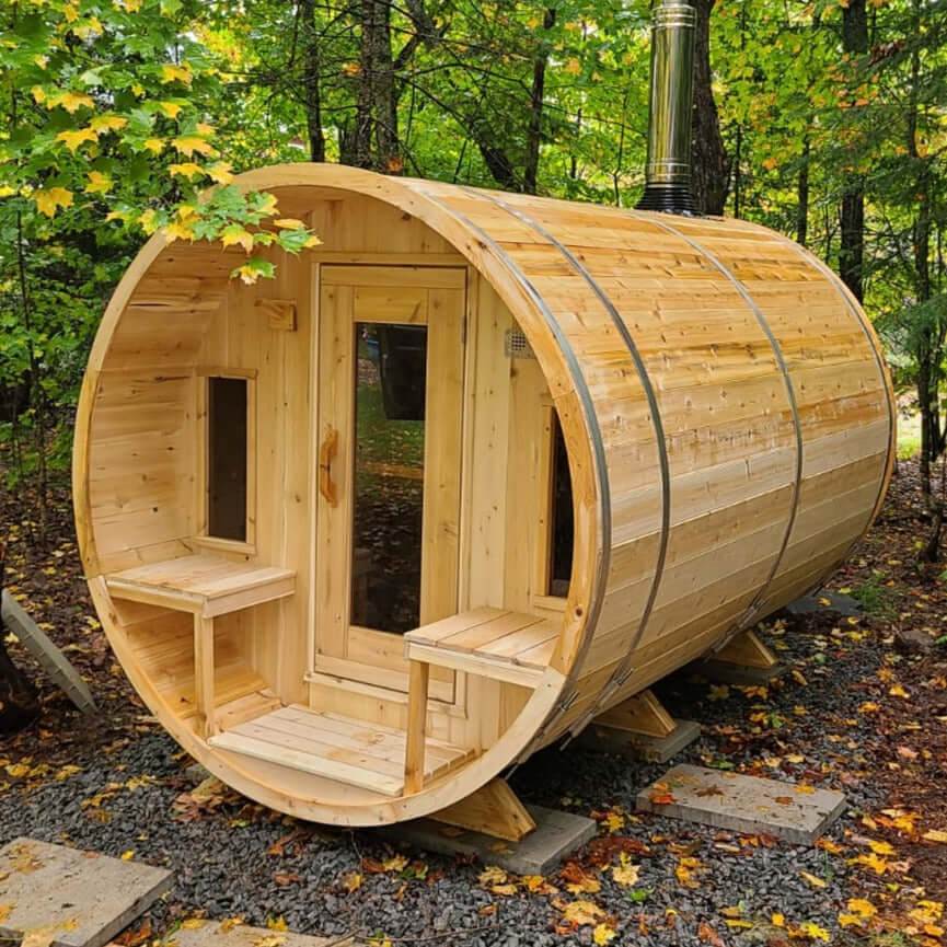 Dundalk Leisurecraft Canadian Timber 6 Person Tranquility Outdoor Traditional Barrel Sauna | CTC2345