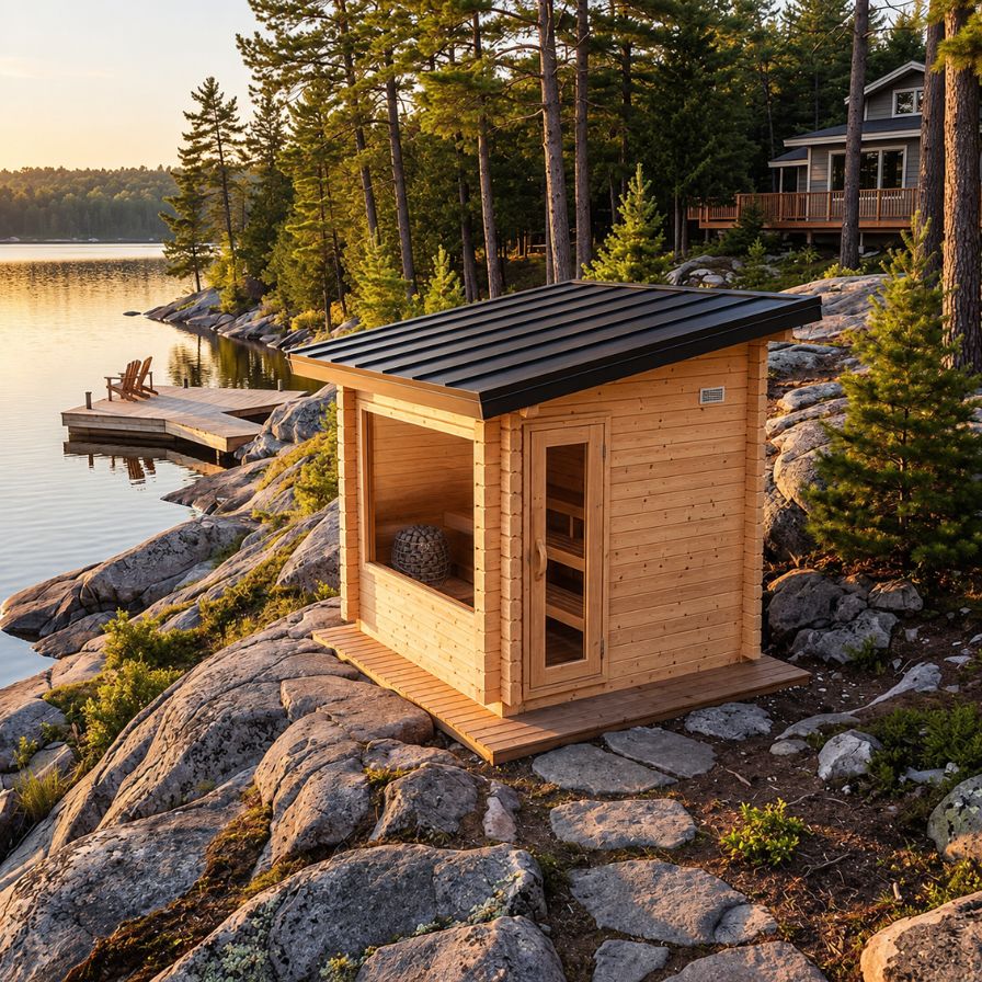 Dundalk Leisurecraft Canadian Timber 4-6 Person Avalon Outdoor Traditional Sauna With 3-Tier Benches | 610000