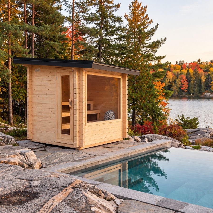 Dundalk Leisurecraft Canadian Timber 4-6 Person Avalon Outdoor Traditional Sauna With 3-Tier Benches | 610000