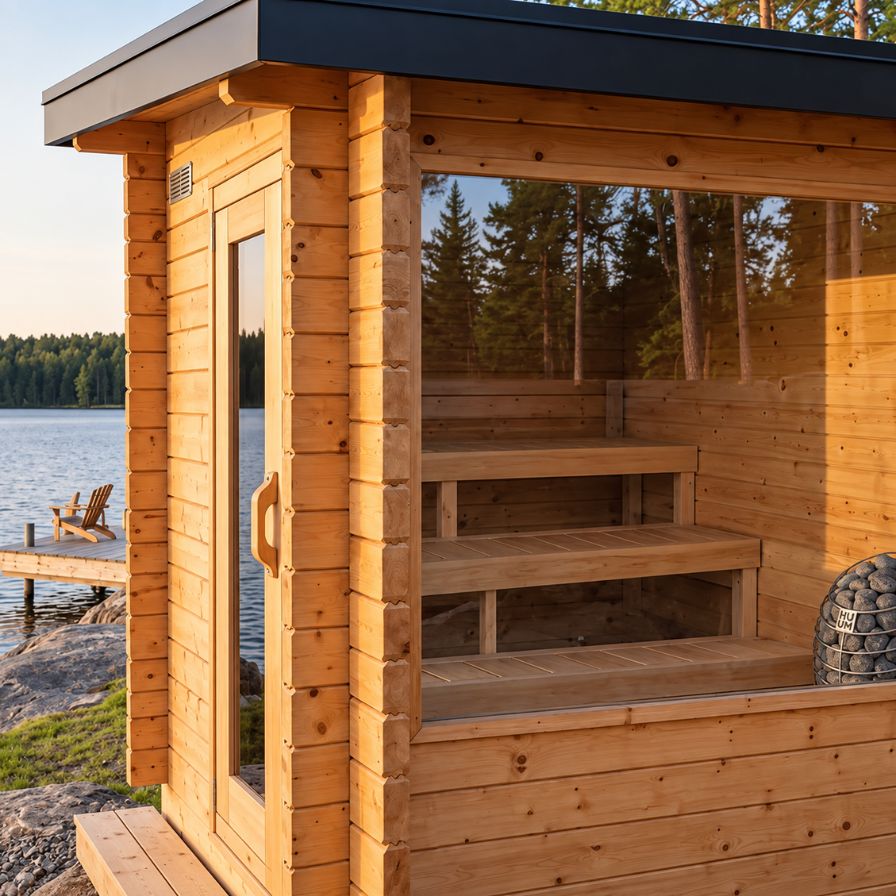 Dundalk Leisurecraft Canadian Timber 4-6 Person Avalon Outdoor Traditional Sauna With 3-Tier Benches | 610000