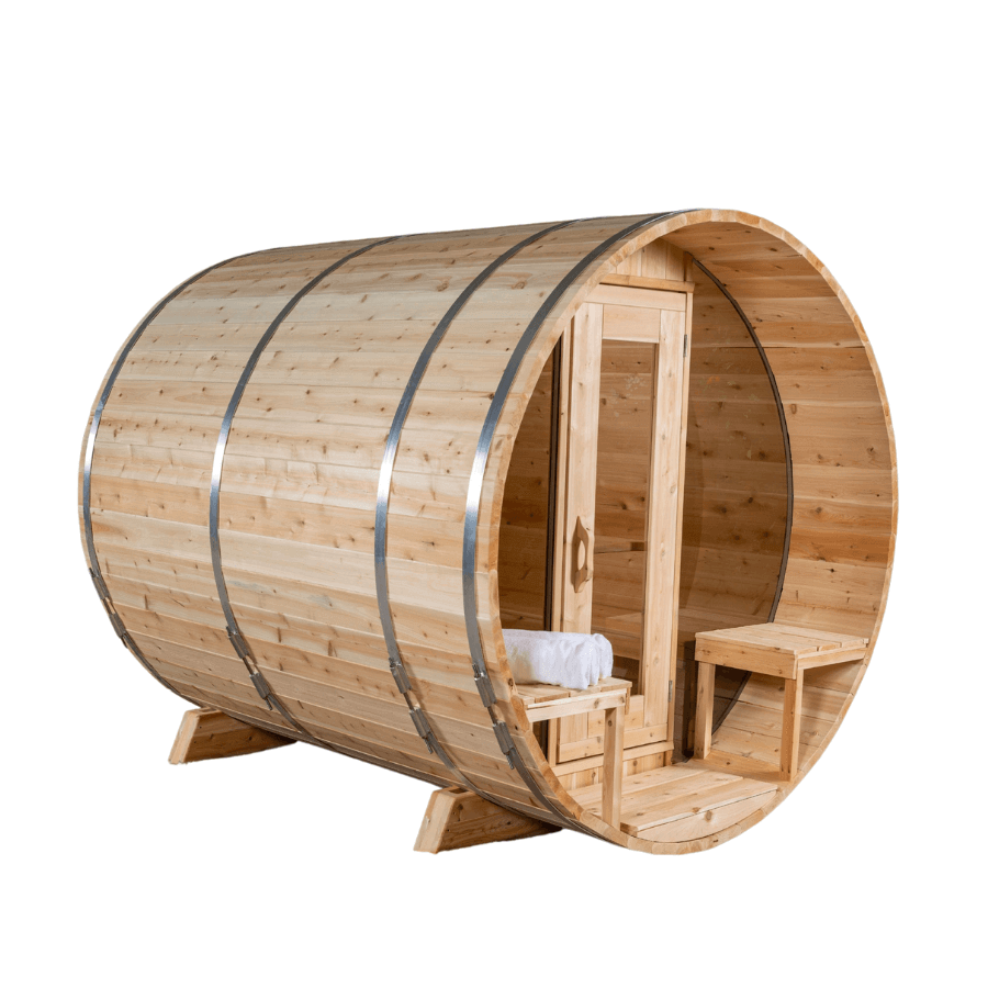 Dundalk Leisurecraft Canadian Timber 4 Person Serenity MP Outdoor Traditional Barrel Sauna | CTC2245MP