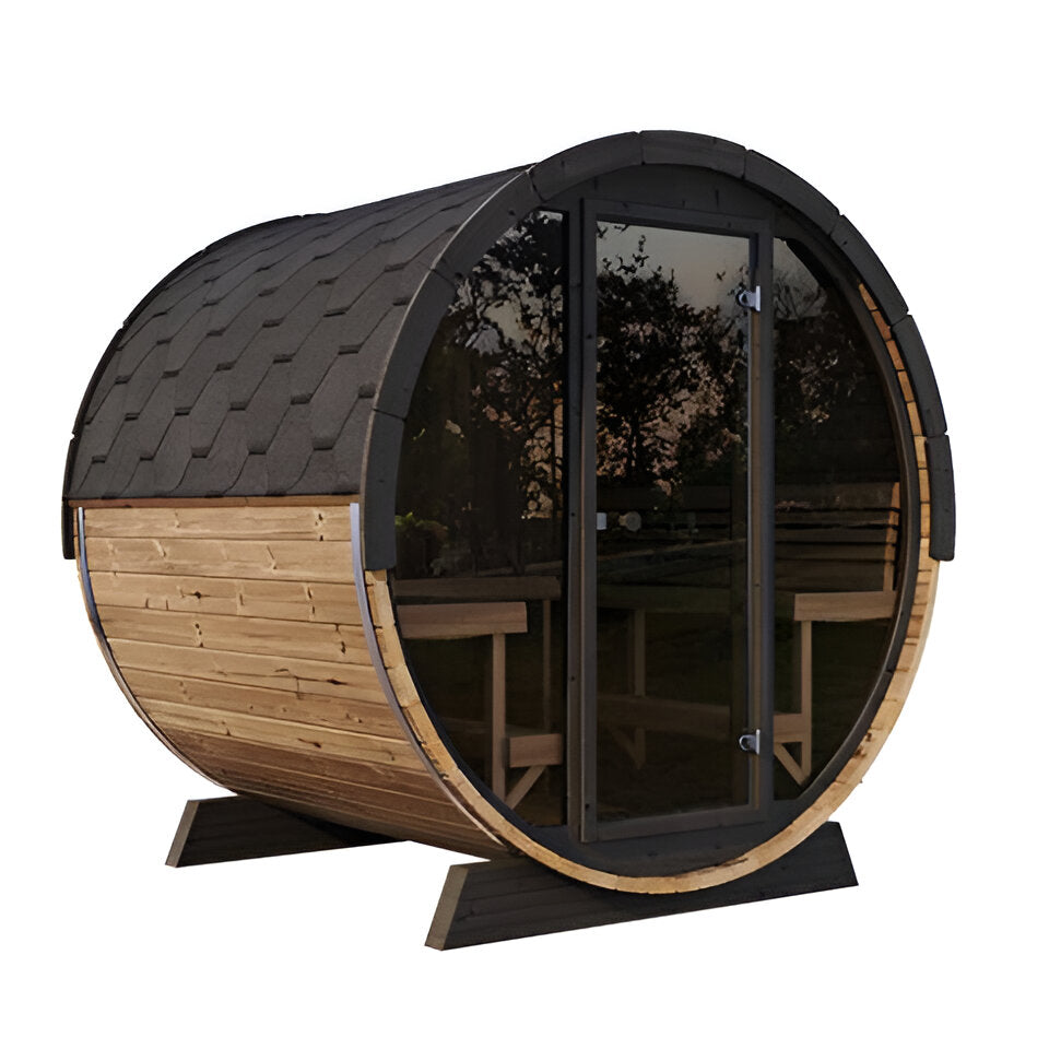 SaunaLife 6 Person 6.6' Long Outdoor Traditional Barrel Sauna | Ergo Model EE8G