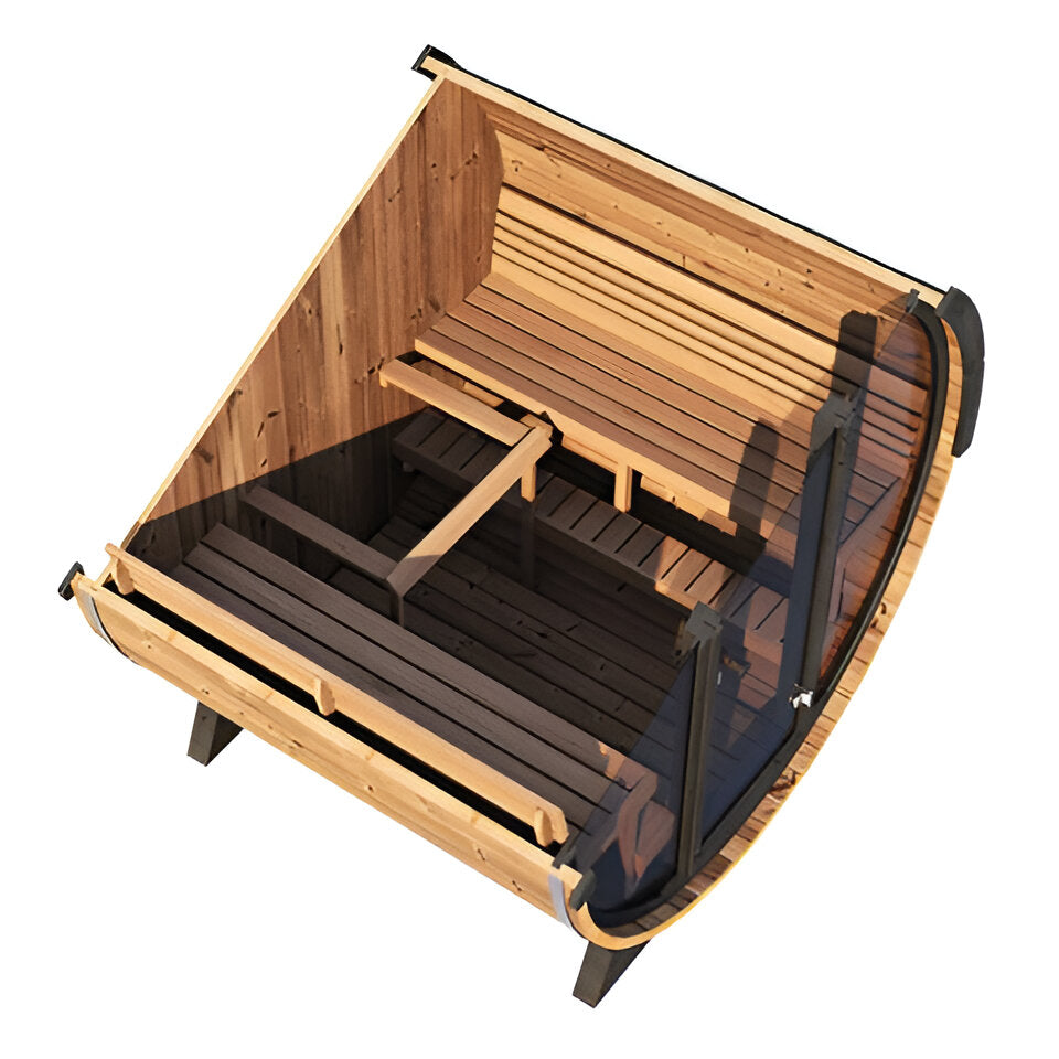 SaunaLife 6 Person 6.6' Long Outdoor Traditional Barrel Sauna | Ergo Model EE8G