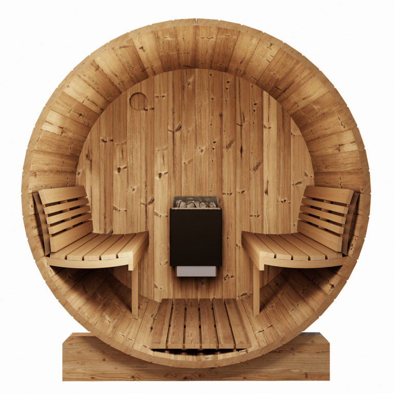 SaunaLife 6 Person 7' Long Outdoor Traditional Barrel Sauna | Ergo Model E8