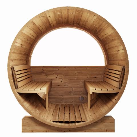SaunaLife 4 Person 6' Long Outdoor Traditional Barrel Sauna w/ Rear Window | Ergo Model E7W
