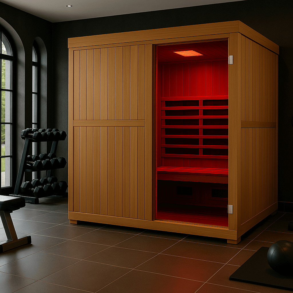 Finnmark FD-5 Trinity 4-Person Hybrid Indoor Infrared & Traditional Steam Sauna + Red Light Therapy | FD-KN005