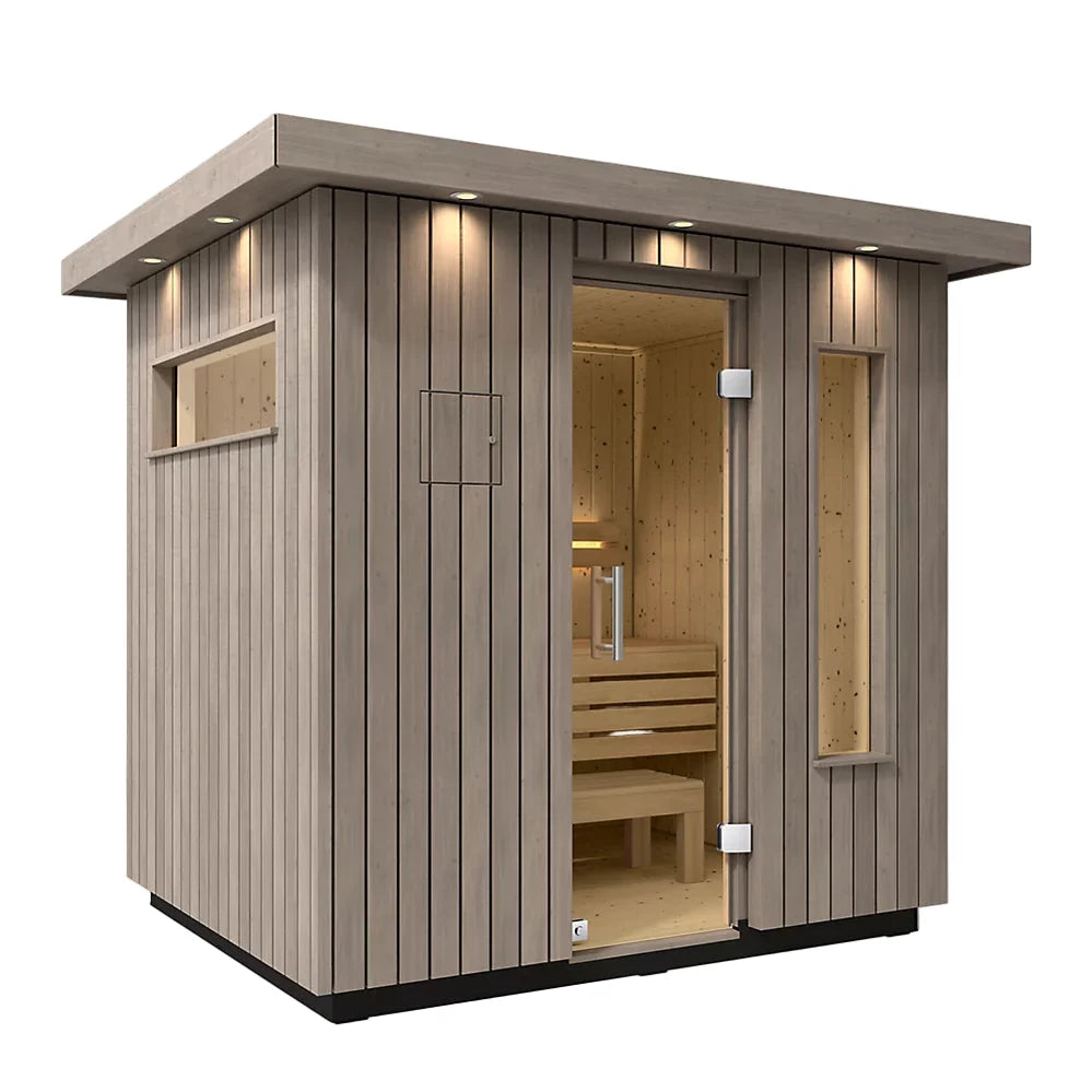 Kohler C2 Outdoor Sauna Kit – Weathered Grey Spruce | Up to 6 Persons