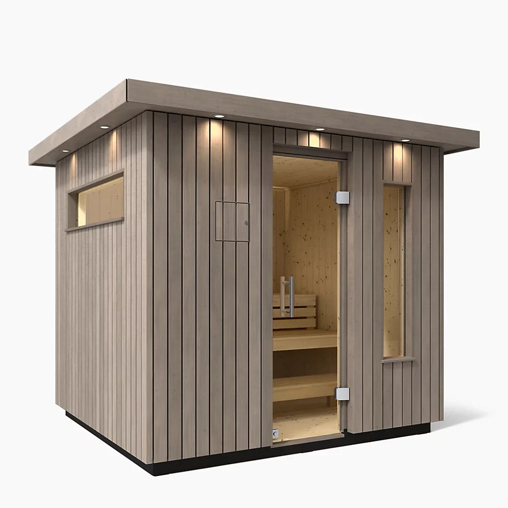 Kohler C2 Outdoor Sauna Kit – Weathered Grey Spruce | Up to 6 Persons