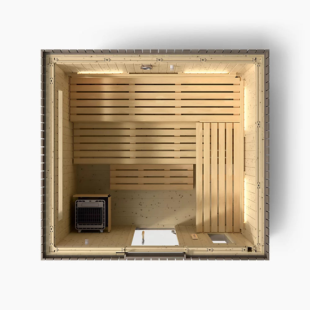 Kohler C2 Outdoor Sauna Kit – Weathered Grey Spruce | Up to 6 Persons