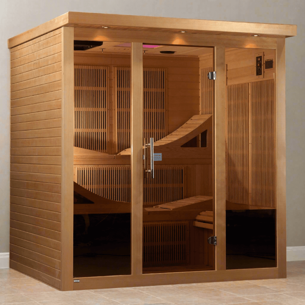 Golden Designs Monaco 6-person Near Full Spectrum Indoor Infrared Sauna + Red Light Therapy | GDI-6996-01