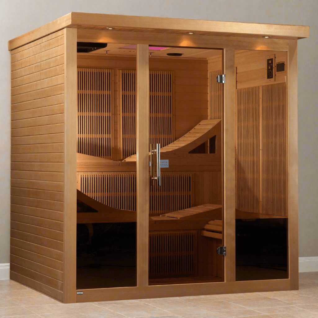 Golden Designs Monaco 6-person Near Full Spectrum Indoor Infrared Sauna + Red Light Therapy | GDI-6996-01