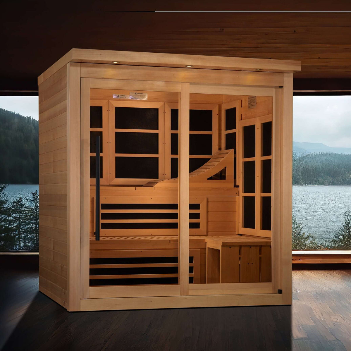 Golden Designs 6-Person Near Zero EMF FAR Indoor Infrared Sauna + Red Light Therapy | GDI-6996-02