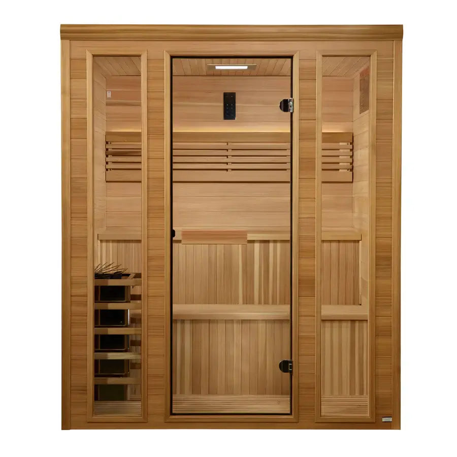 Golden Designs Engelberg 6-Person Indoor Sauna & Harvia Traditional Electric Heater Kit | GDI-7060-01