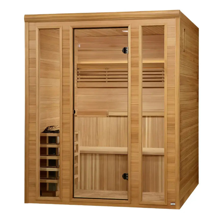 Golden Designs Engelberg 6-Person Indoor Sauna & Harvia Traditional Electric Heater Kit | GDI-7060-01
