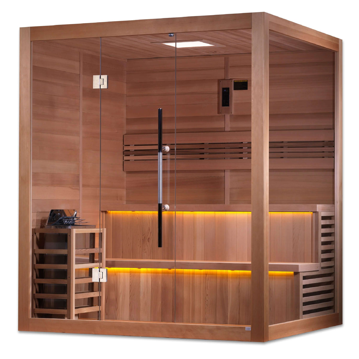 Golden Designs Kuusamo 6-Person Indoor Traditional Sauna Kit + Red Light Therapy | GDI-7206-01