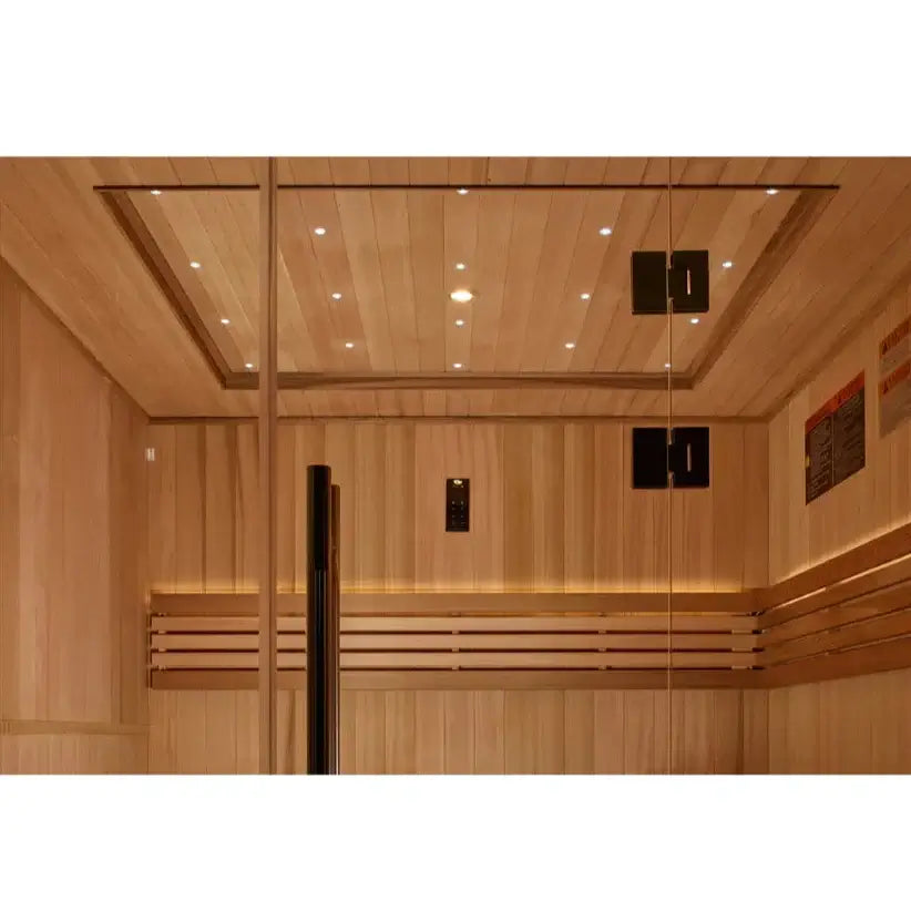 Golden Designs Osla 6-Person Indoor Sauna & Harvia Traditional Electric Heater Kit | GDI-7689-02