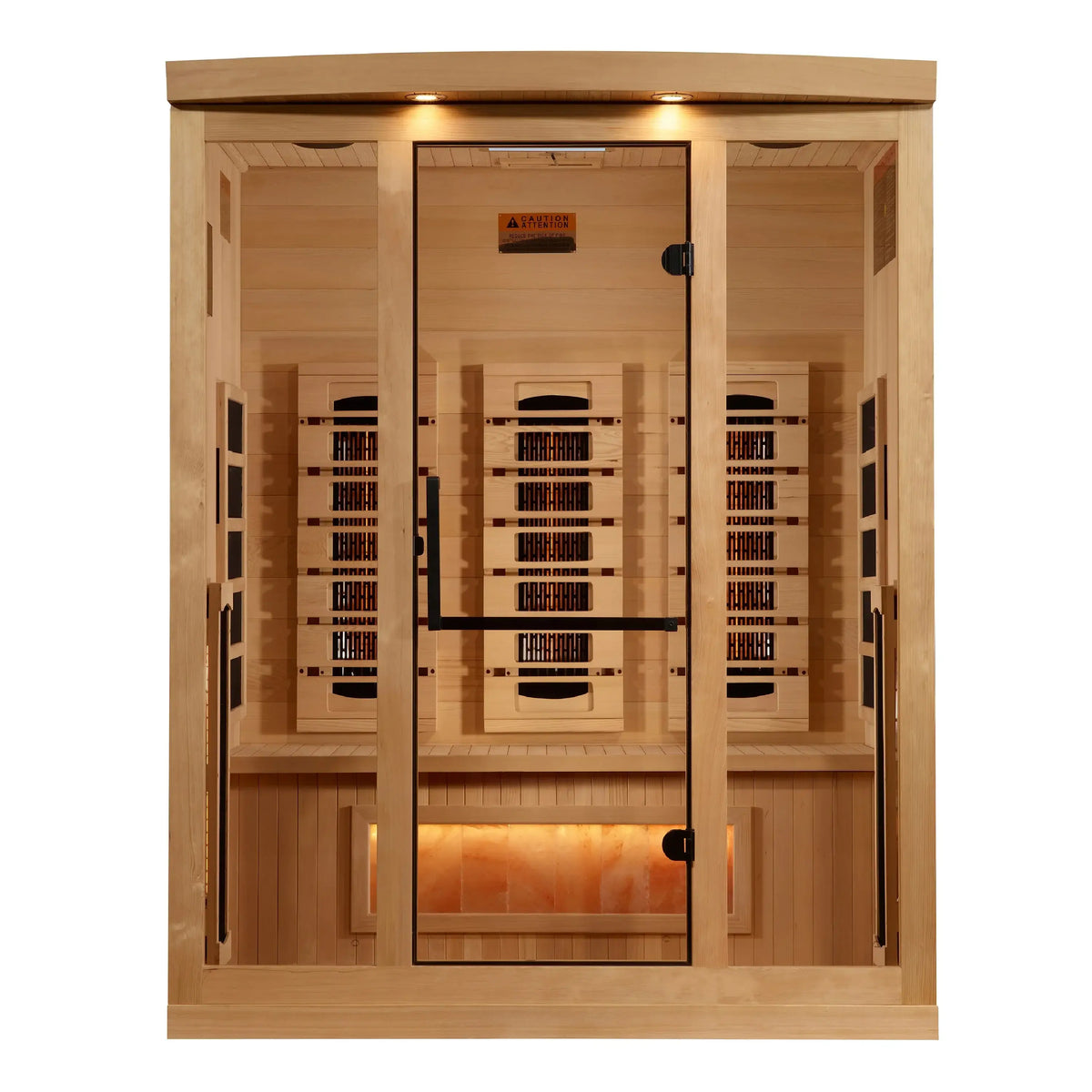Golden Designs 3-Person Full Spectrum Near Zero EMF Indoor Infrared Sauna + Red Light Therapy & Himalayan Salt Bar | GDI-8030-03