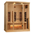 Golden Designs 3-Person Full Spectrum Near Zero EMF Indoor Infrared Sauna + Red Light Therapy & Himalayan Salt Bar | GDI-8030-03