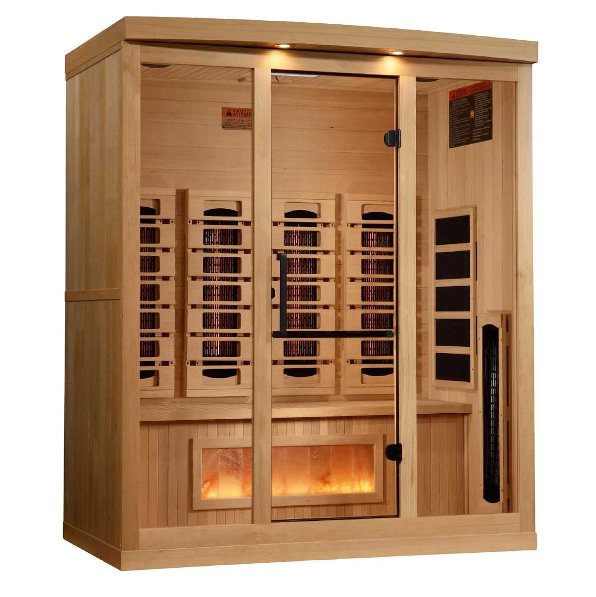 Golden Designs 4-Person Full Spectrum Near Zero EMF Indoor Infrared Sauna + Red Light Therapy & Himalayan Salt Bar | GDI-8040-03