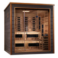 Golden Designs Karlstad 6-Person Hybrid Outdoor Sauna w/ Full Spectrum Infrared & Harvia Traditional Electric Heater + Red Light Therapy Kit | GDI-8226-01