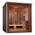 Golden Designs Visby 3-Person Hybrid Outdoor Sauna w/ Full Spectrum Infrared & Harvia Traditional Electric Heater + Red Light Therapy Kit | GDI-8223-01