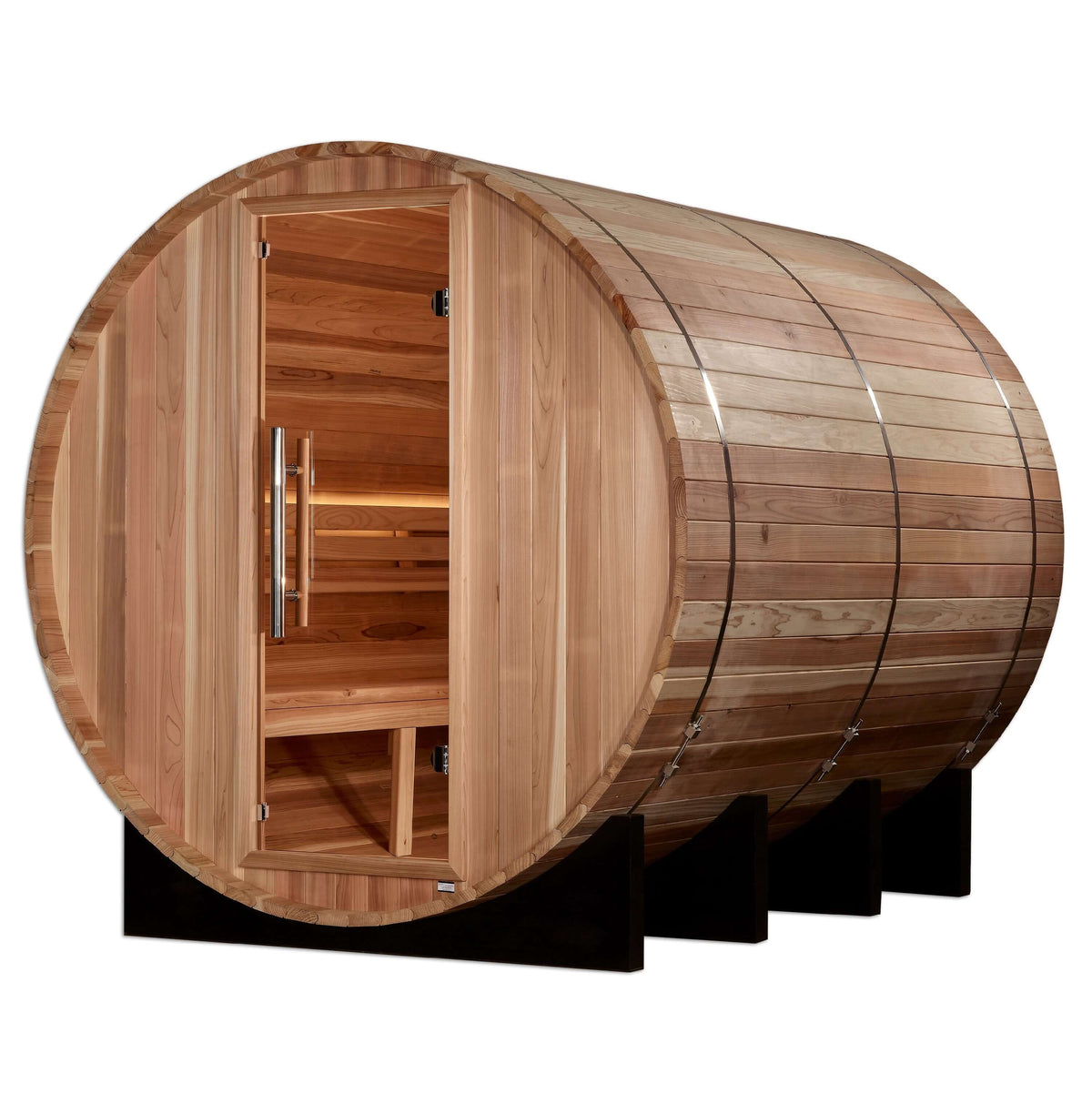 Golden Designs Klosters 6-Person Outdoor Barrel Sauna & Harvia Traditional Electric Heater Kit | GDI-B006-01