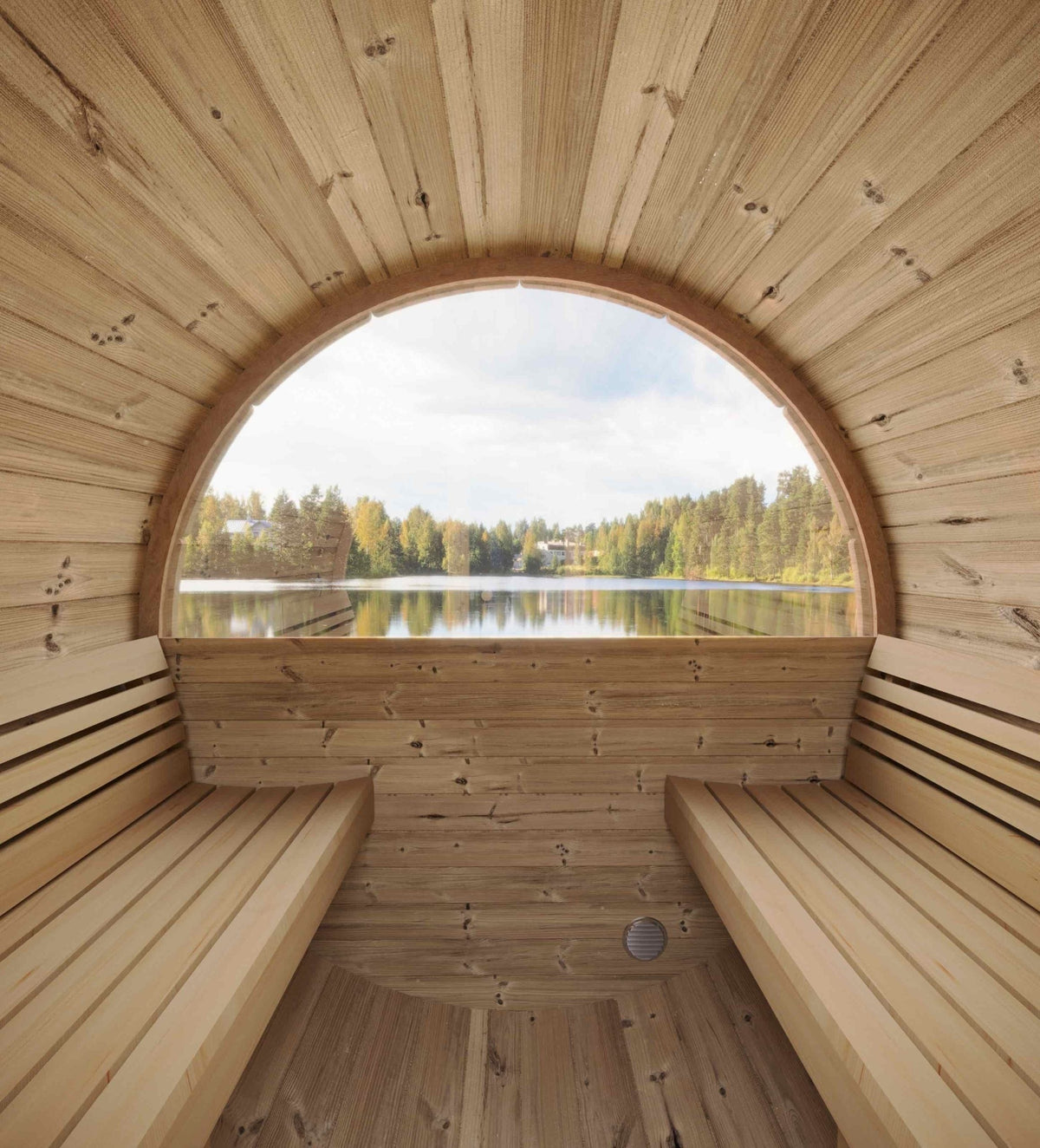 SaunaLife 4 Person 6' Long Outdoor Traditional Barrel Sauna w/ Rear Window | Ergo Model E7W