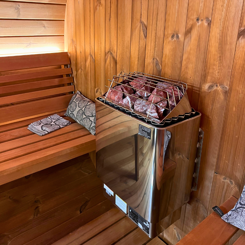 SaunaLife 4 Person 6' Long Outdoor Traditional Barrel Sauna w/ Rear Window | Ergo Model E7W