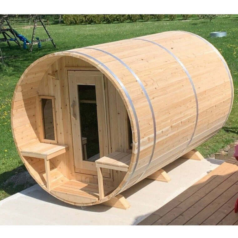 Dundalk Leisurecraft Canadian Timber 6 Person Tranquility Outdoor Traditional Barrel Sauna | CTC2345