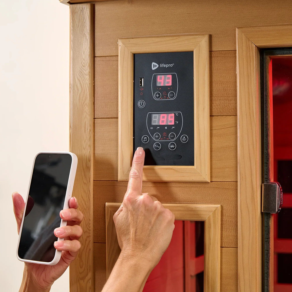 Lifepro RejuvaCure™ 1-2 Person Low EMF Far Infrared Sauna with Red Light Therapy