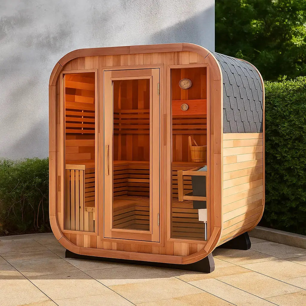 Anyi 5-6 Person Red Cedar Outdoor Traditional Cube Sauna