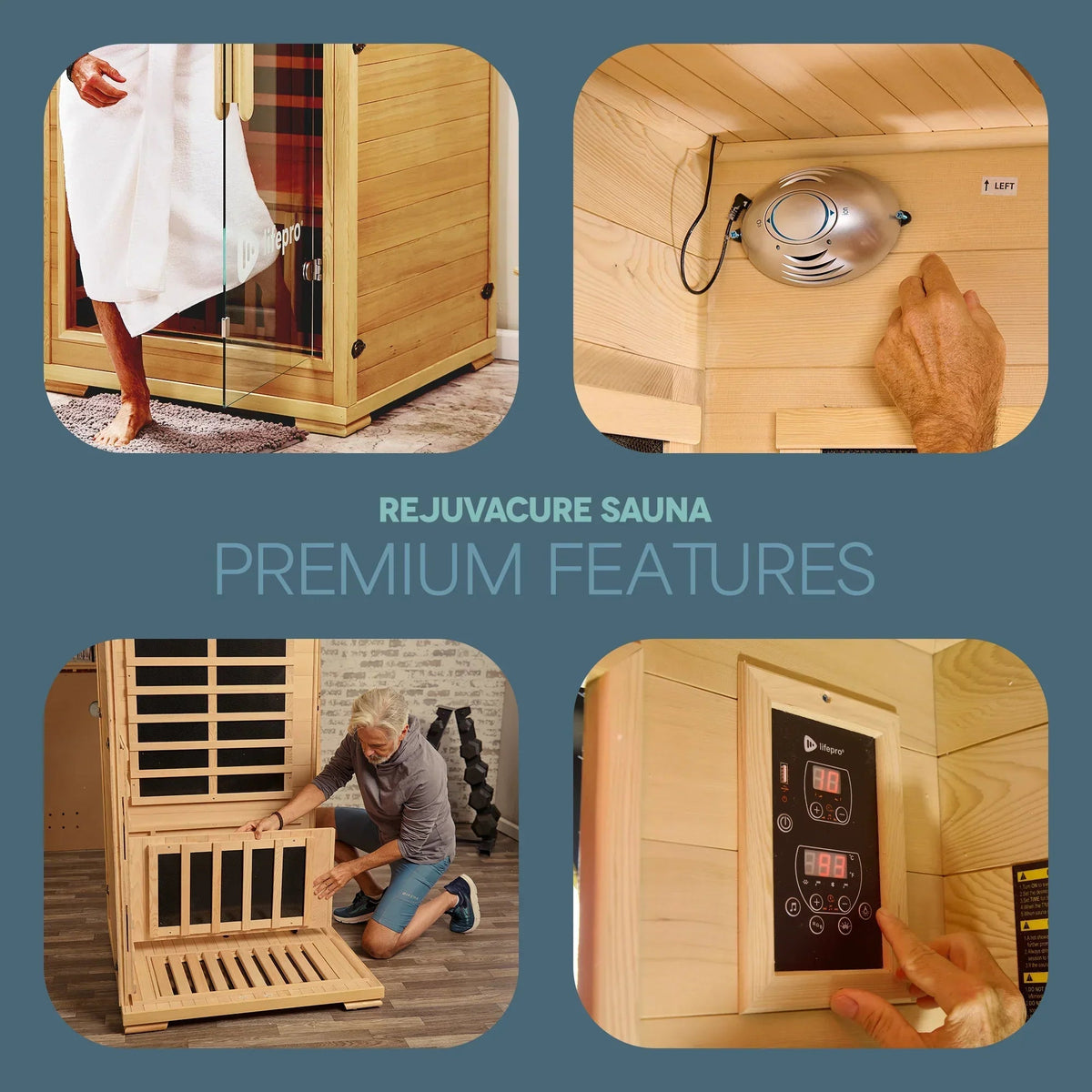 Lifepro RejuvaCure™ 1-2 Person Low EMF Far Infrared Sauna with Red Light Therapy