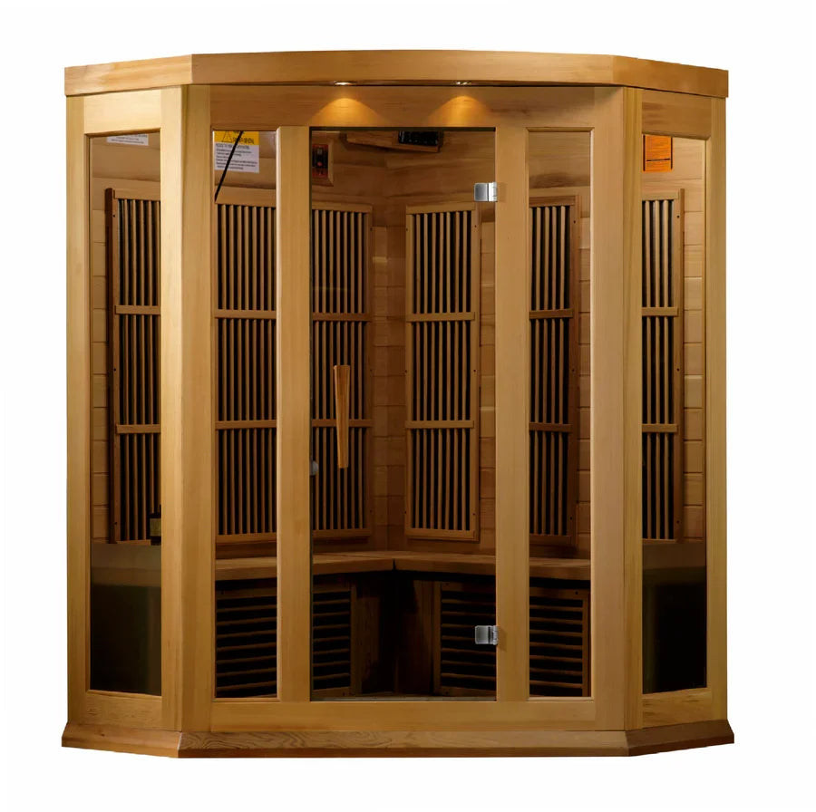 Maxxus 3-Person Corner Low EMF FAR Indoor Infrared Sauna + Red Light Therapy | MX-K356-01-CED