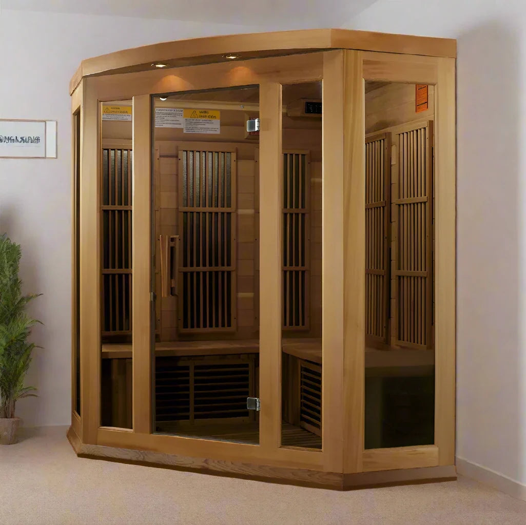 Maxxus 3-Person Corner Low EMF FAR Indoor Infrared Sauna + Red Light Therapy | MX-K356-01-CED