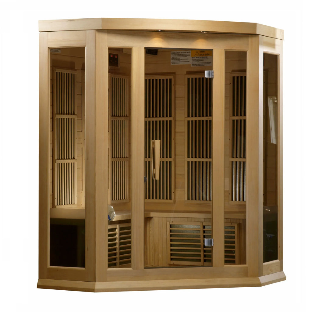Maxxus 3-Person Corner Low EMF FAR Indoor Infrared Sauna + Red Light Therapy | MX-K356-01