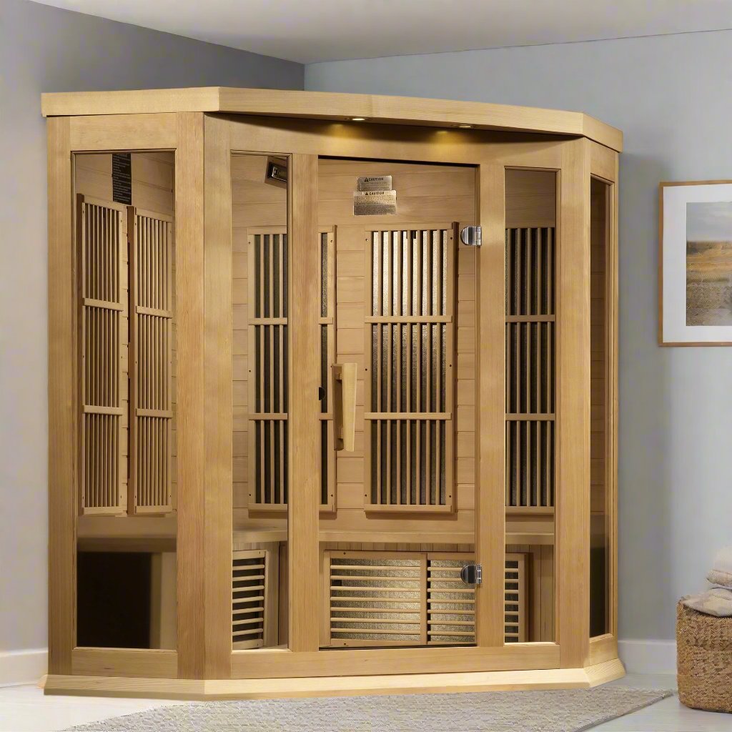 Maxxus 3-Person Corner Low EMF FAR Indoor Infrared Sauna + Red Light Therapy | MX-K356-01