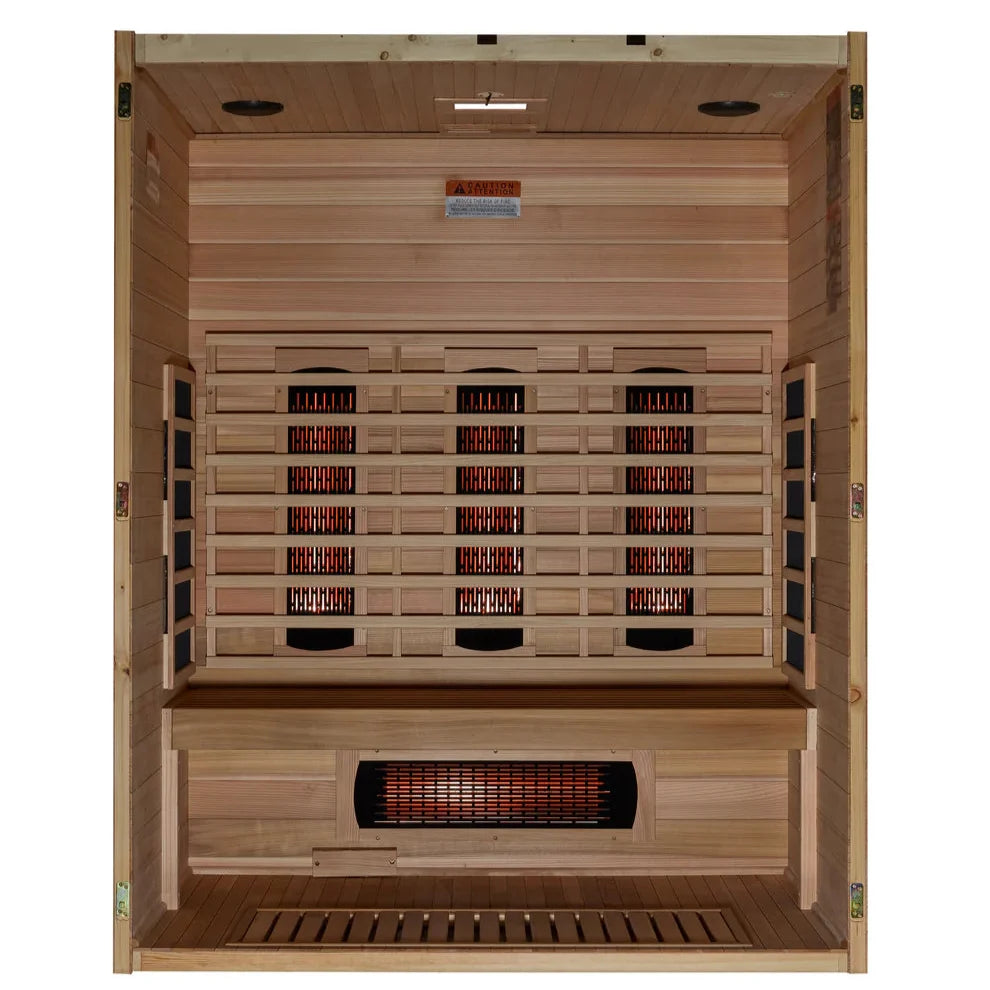 Maxxus S-Line 3-Person Full Spectrum Near Zero EMF Indoor Infrared Sauna + Red Light Therapy | MX-S306-01-FS-PC