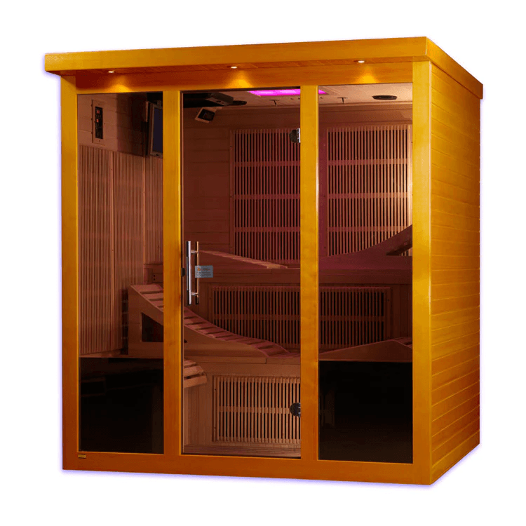 Dynamic Monaco Elite 6-person Ultra Low EMF FAR Indoor Infrared Sauna + Red Light Therapy | DYN-6996-01 Elite