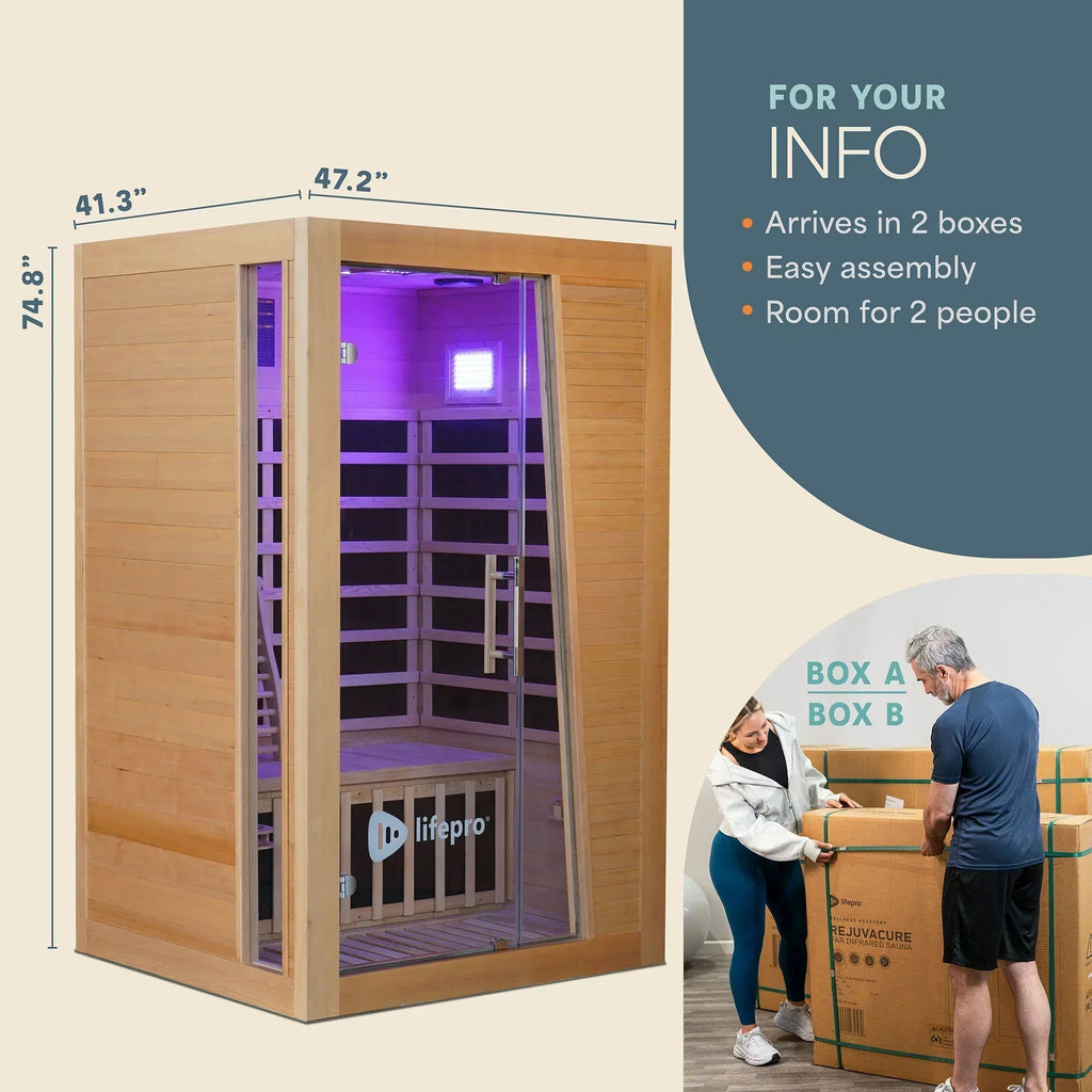 Lifepro RejuvaCure Duet 2-Person Far Infrared Sauna w/ Chromatherapy