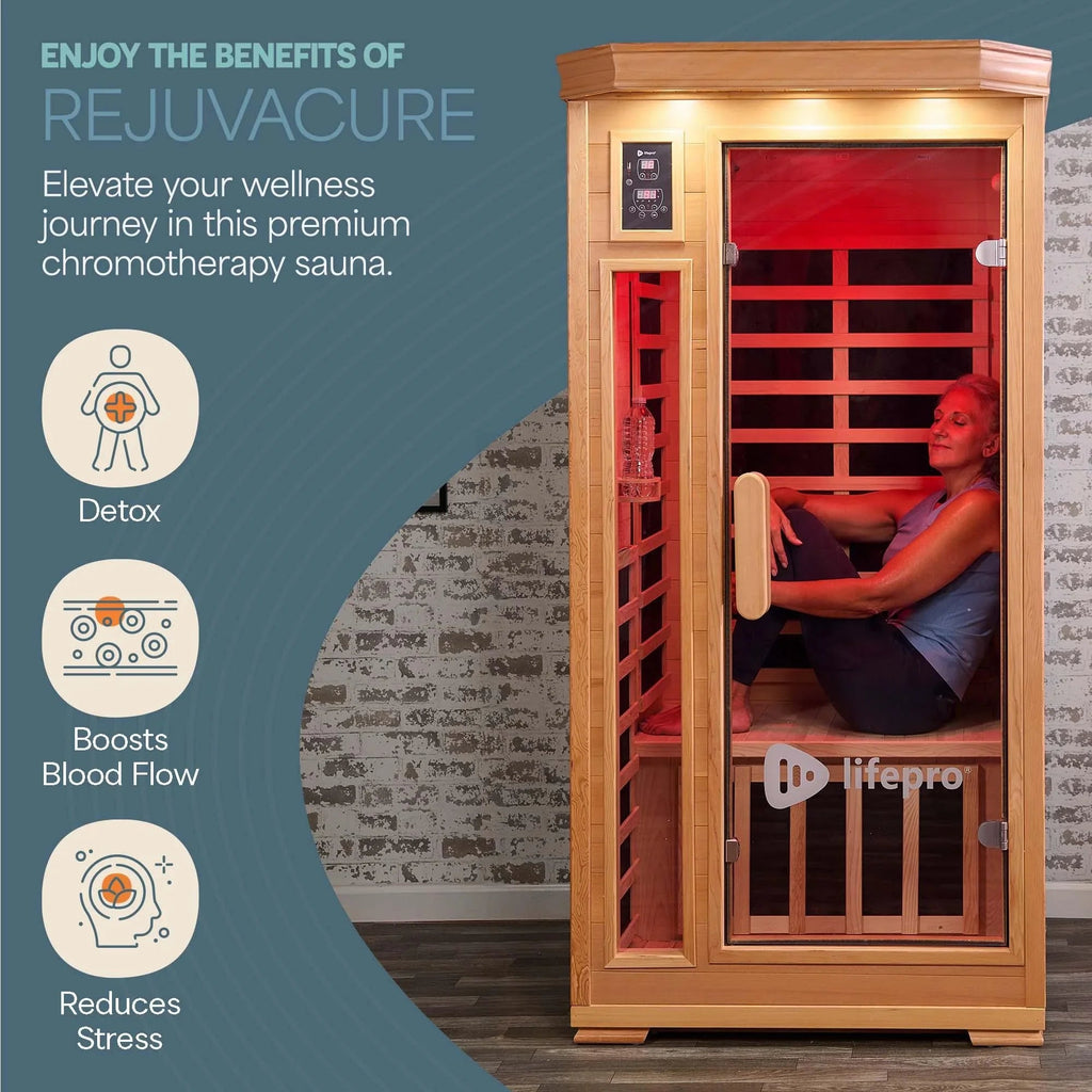Lifepro RejuvaCure 1-Person Far Infrared Sauna w/ Chromotherapy