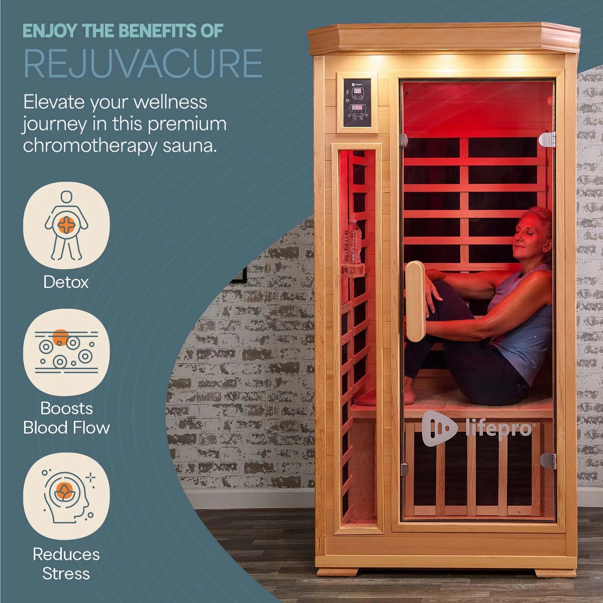 Lifepro RejuvaCure 1-Person Far Infrared Sauna w/ Chromotherapy