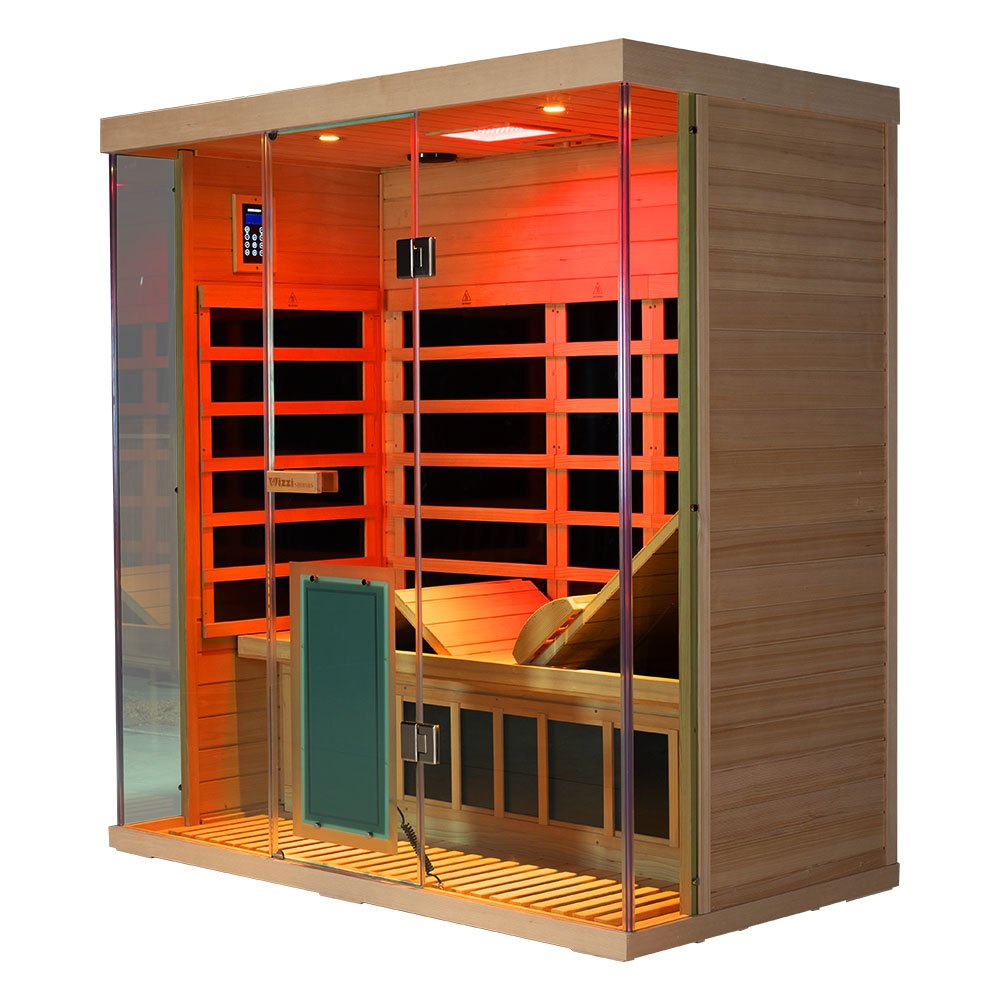 Wizzisaunas S03 3-Person Full Spectrum Near Zero EMF Indoor Infrared Sauna + Medical-Grade Red Light Therapy
