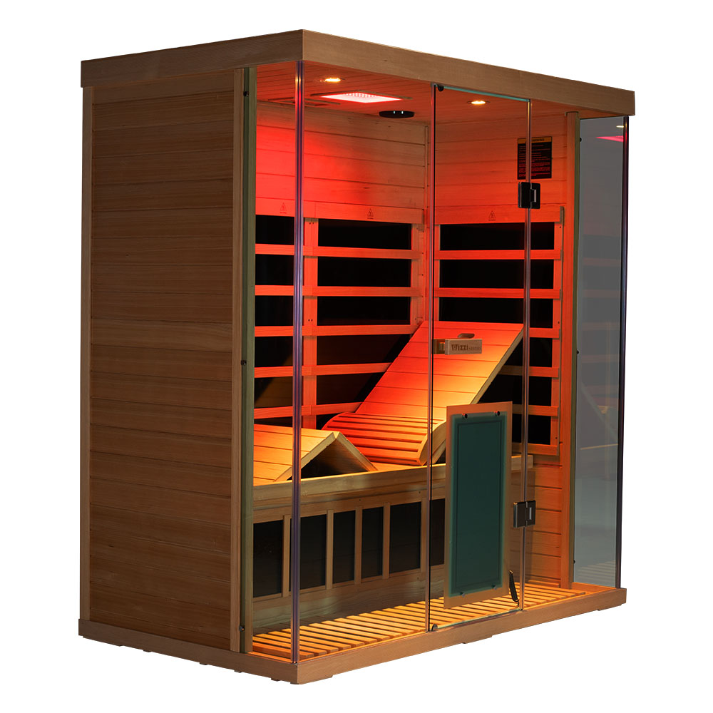 Wizzisaunas S03 3-Person Full Spectrum Near Zero EMF Indoor Infrared Sauna + Medical-Grade Red Light Therapy
