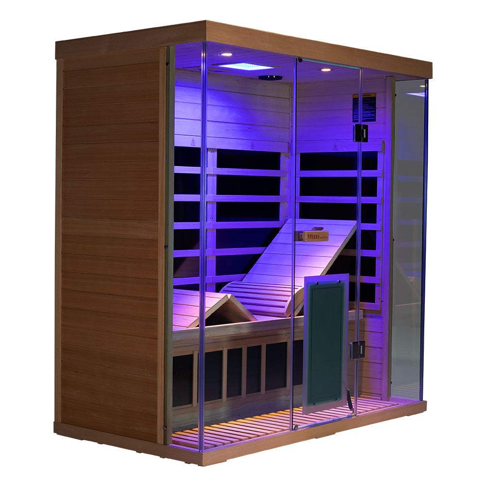 Wizzisaunas S03 3-Person Full Spectrum Near Zero EMF Indoor Infrared Sauna + Medical-Grade Red Light Therapy