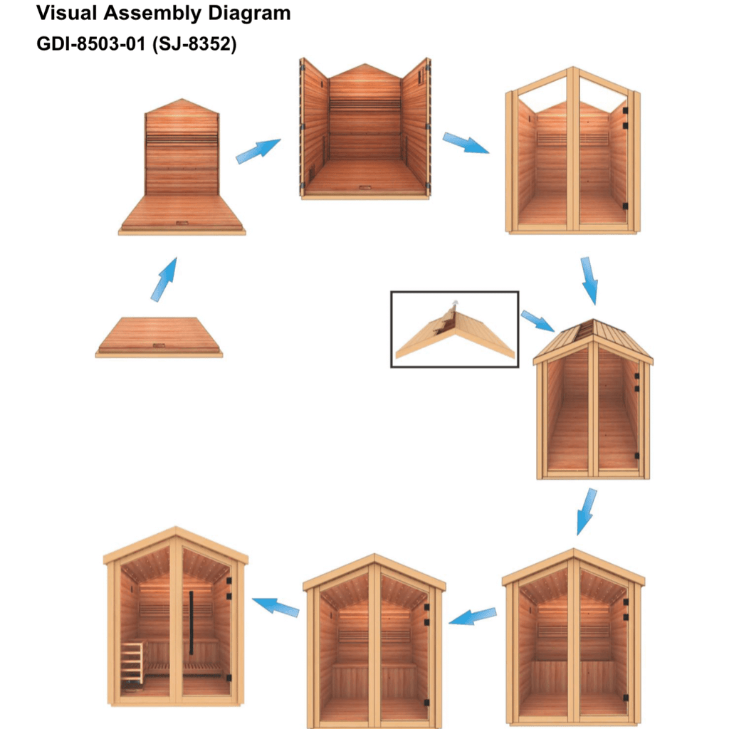 Golden Designs Kaarina 6-Person Red Cedar Outdoor Sauna & Harvia Traditional Electric Heater Kit | GDI-8506-02