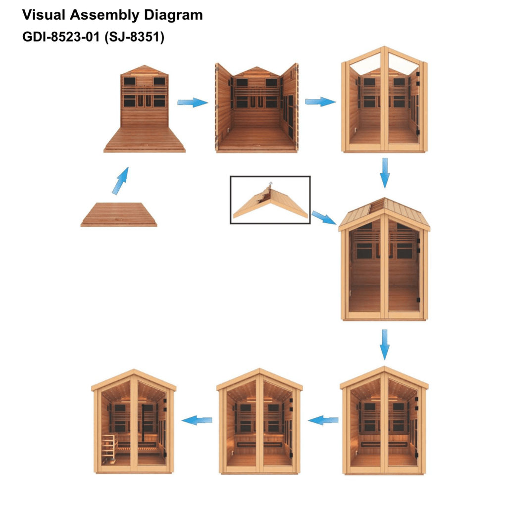 Golden Designs Kaskinen 6-Person Hybrid Outdoor Sauna w/ Full Spectrum Infrared & Harvia Traditional Electric Heater Kit | GDI-8526-01
