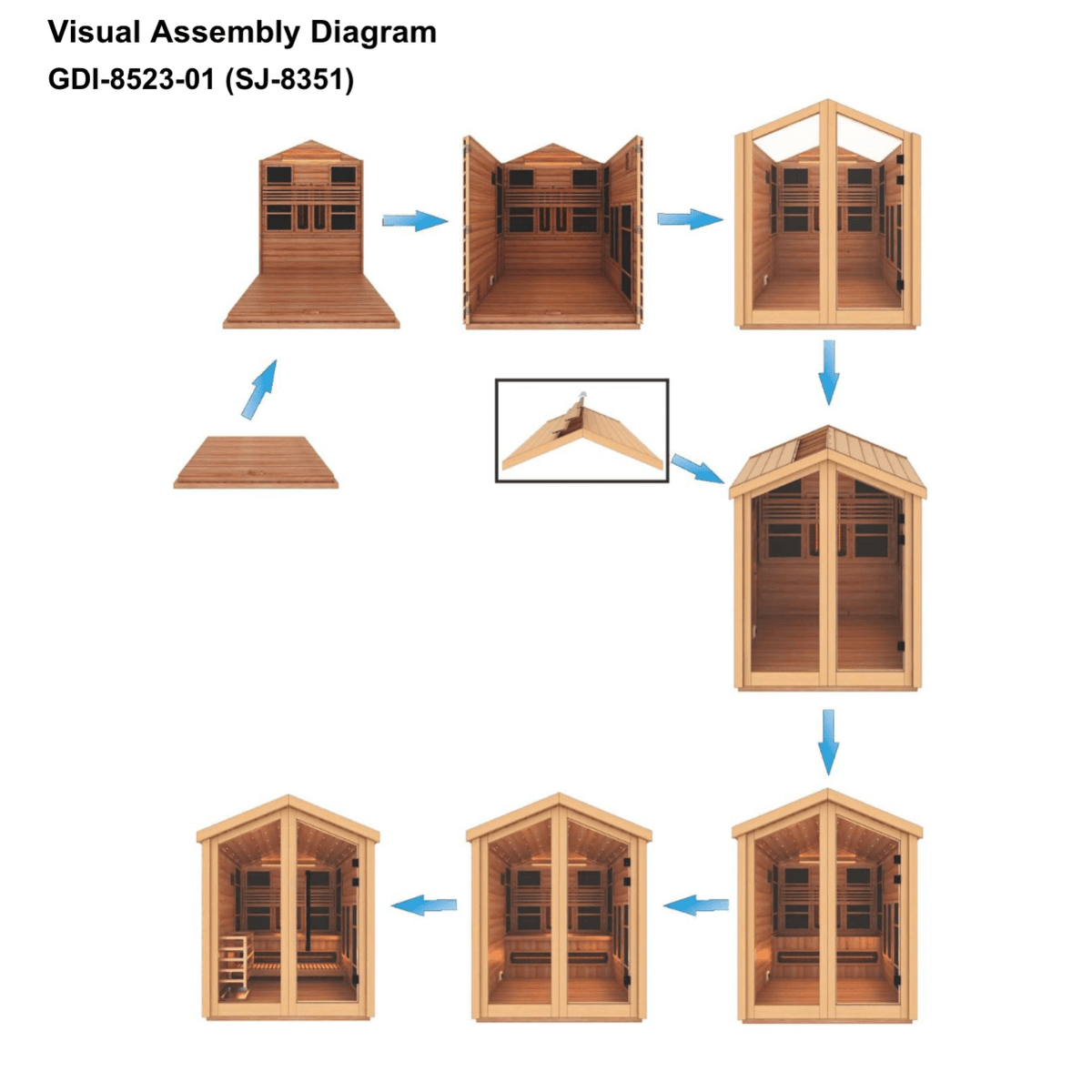 Golden Designs Kaskinen 6-Person Hybrid Outdoor Sauna w/ Full Spectrum Infrared & Harvia Traditional Electric Heater Kit | GDI-8526-01